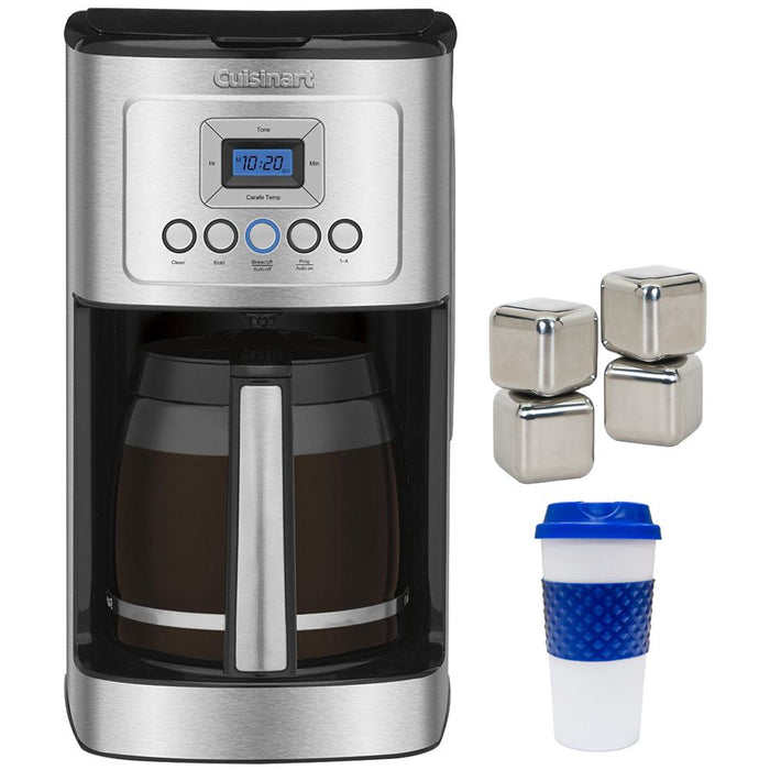 Cuisinart 14-Cup Programmable Coffeemaker + Stainless Steel Ice Cubes +Travel Mug
