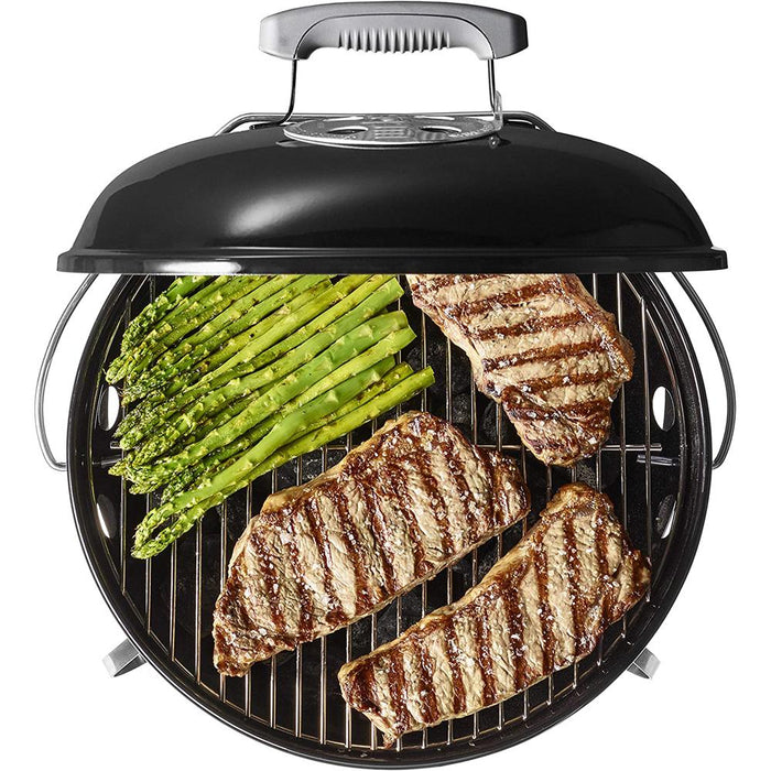 Weber Smokey Joe Premium 14" Charcoal Grill, Black w/Oven Mitts +BBQ Tool Set Bundle