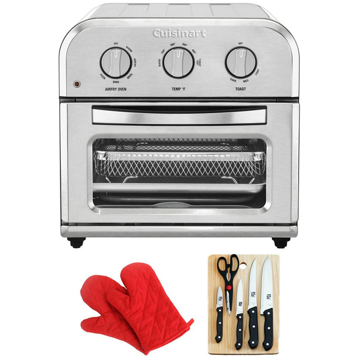 Cuisinart TOA-26 Compact AirFryer/Convection Toaster Oven w/ 5pc Knife Set + Oven Mitts