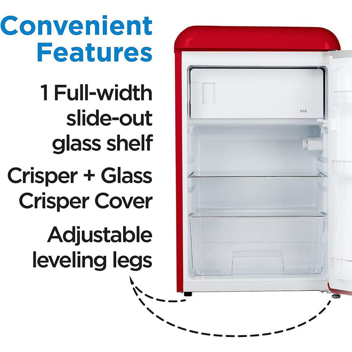 Commercial Cool Retro 4 cu. ft. Mini Fridge with Freezer, Red (CCRR4LR)