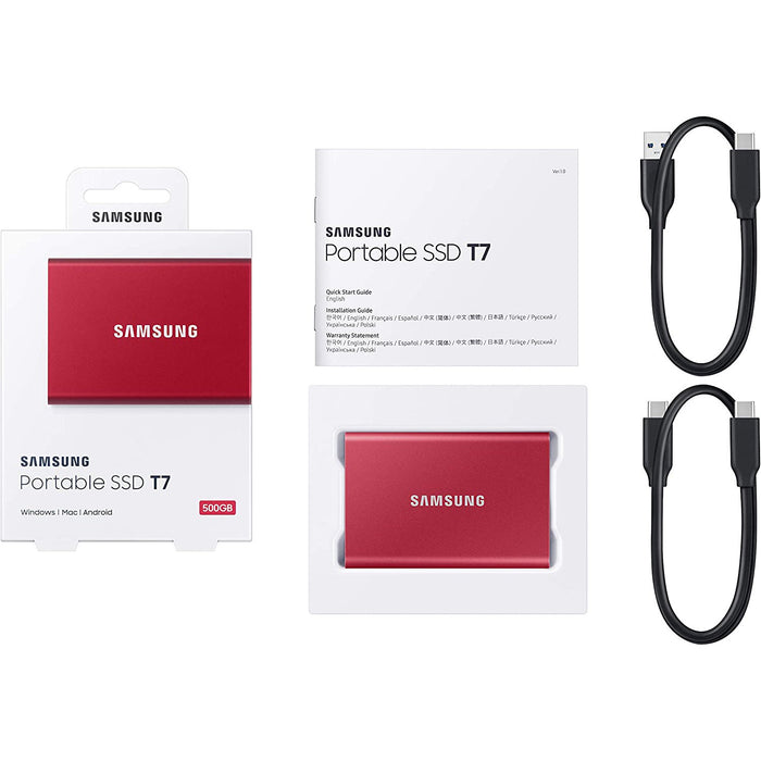 Samsung T7 1TB Portable SSD, USB 3.2 Gen2, Red (MU-PC1T0R)