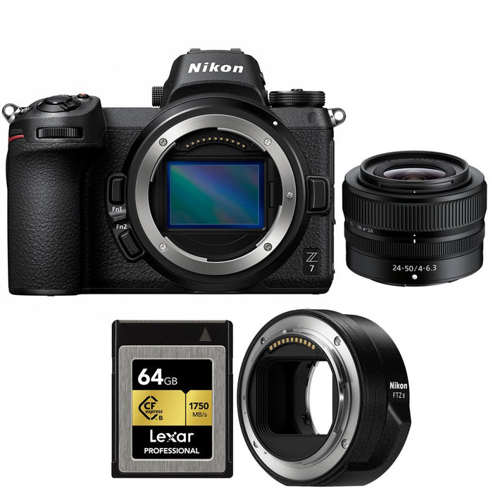 Nikon Z7 FX-Format Mirrorless Camera 45.7MP 24-50mm f/4-6.3 Zoom Lens + 64GB Bundle