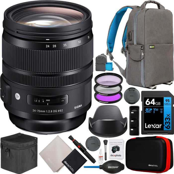 Sigma 24-70mm F2.8 DG OS HSM Art Lens Kit for Canon EF Mount DSLR Camera Pro Bundle
