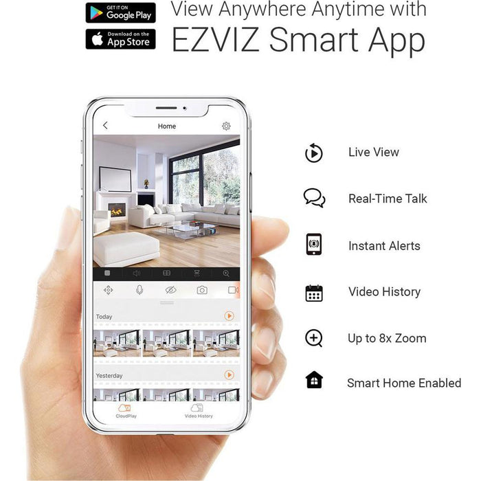 EZVIZ C4W 1080p Outdoor Wi-Fi Turret Camera w/Alarm and Strobe Light - Open Box