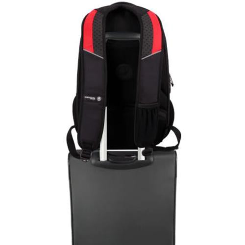 Swissdigital Anti-Bacterial Backpack Travel Kit with USB Charging Port, Black/Red (J14-41)
