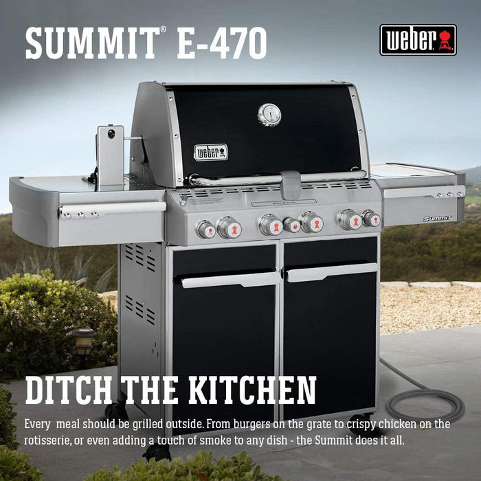 Weber Summit E-470 4-Burner Natural Gas Grill, Black w/Warranty + Accessories Kit