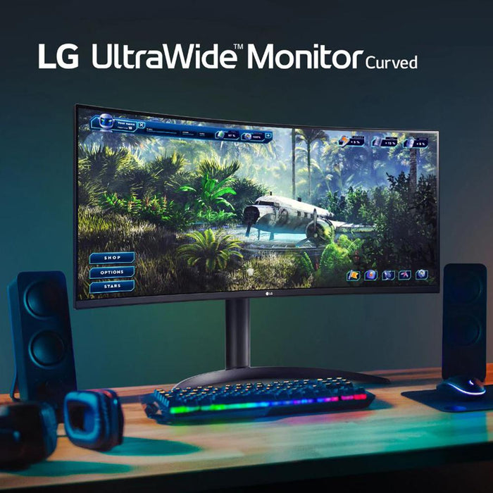 LG 34" Curved UltraWide QHD Monitor with AMD FreeSync w/ LG GP9 Speaker Bundle