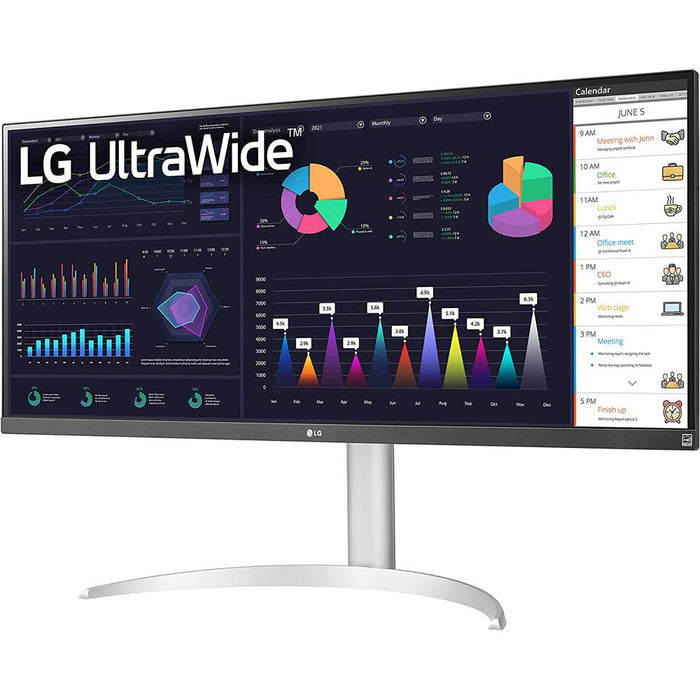 LG 34WQ650-W 34" 21:9 UltraWide Full HD 100Hz IPS Monitor w/ Accessories Bundle