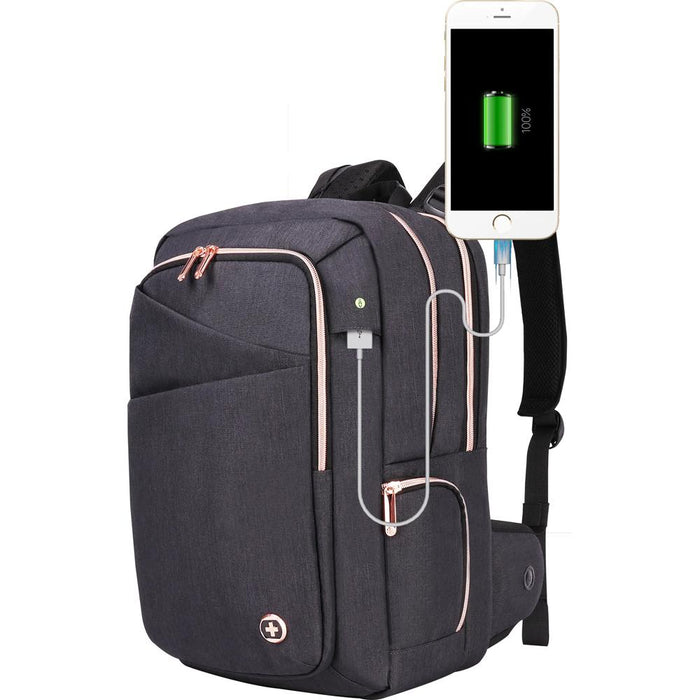 Swissdigital SD1006M-01 Katy Rose Women's Massaging Backpack with Laptop Pocket, USB