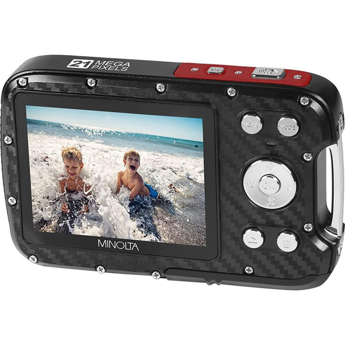 Minolta MN30WP 21MP Full HD 2.8" Touch LCD Screen Waterproof Digital Camera - Red