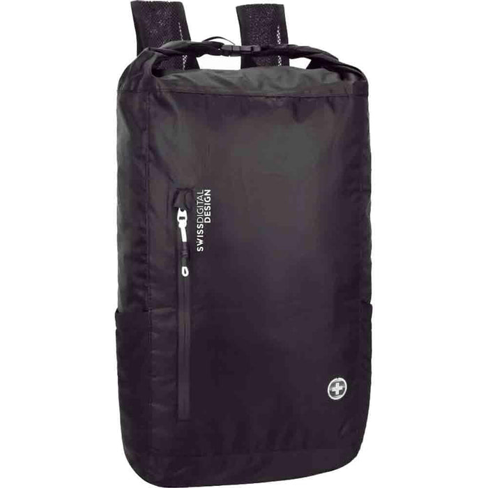 Swissdigital SD1594-01 Goose Lightweight Water Resistant Foldable Backpack, Black