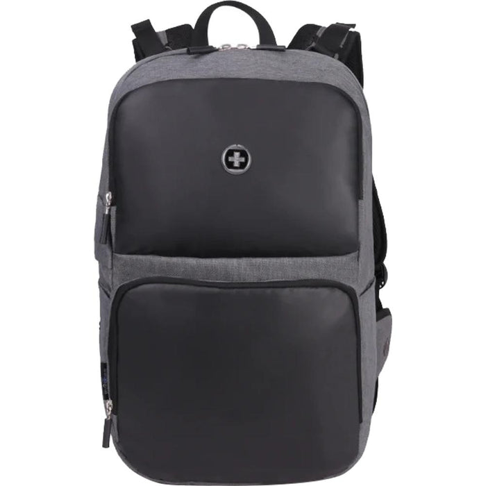 Swissdigital SD712M-B Empere Two-Tone Gray Massaging Backpack with Laptop Pocket, USB