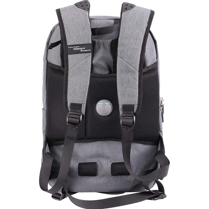 Swissdigital SD712M-B Empere Two-Tone Gray Massaging Backpack with Laptop Pocket, USB
