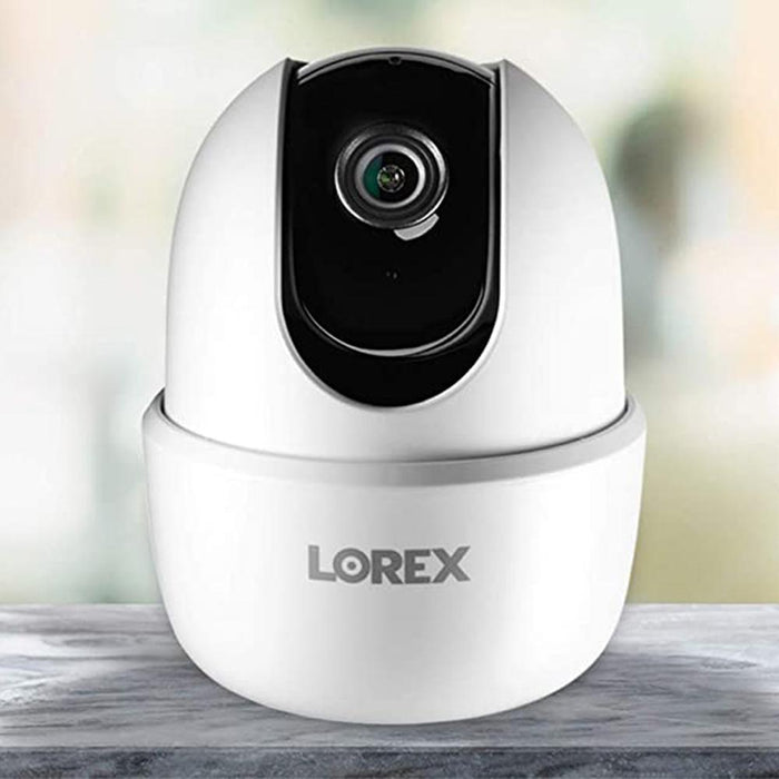 Lorex 2K Pan-Tilt Indoor Wi-Fi Security Camera White 2 Pack with 2x 64GB Card
