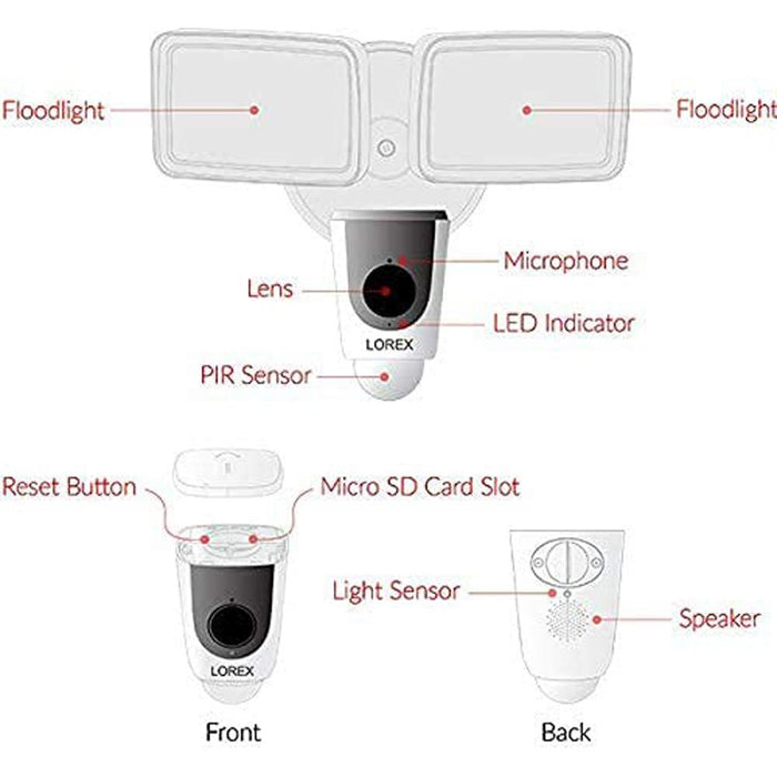 Lorex 1080p Wi-Fi Floodlight Camera White 3 Pack