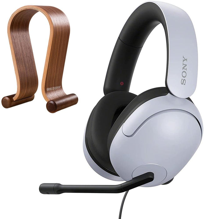 Sony INZONE H3 Wired Gaming Headset, White + Deco Gear Wood Headphone Holder