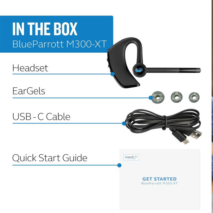 BlueParrott M300-XT Bluetooth Noise-Canceling Mono Headset w/ Warranty Bundle