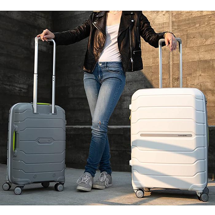 Samsonite Freeform 21" Carry-On Spinner Luggage, White/Grey