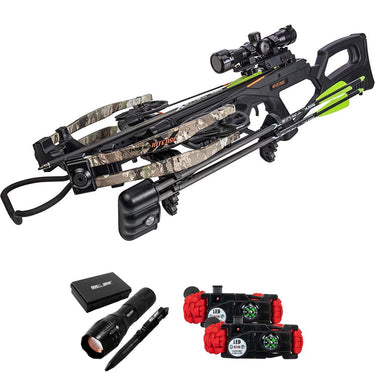 Bear Archery AC14A2B9185 Intense Crossbow Kit, Veil Stoke + Tactical Accessory Bundle