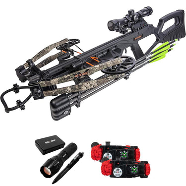 Bear Archery AC03A2AA185 Intense Crossbow Kit, Truetimber Strata + Tactical Accessory Bundle