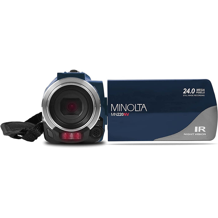 Minolta MN220NV 1080p HD 24 MP Night Vision Digital Camcorder with WiFi (Blue)