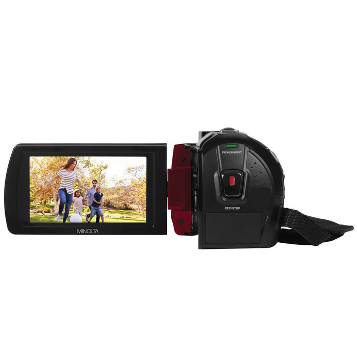 Minolta MN220NV 1080p HD 24 MP Night Vision Digital Camcorder with WiFi (Red)