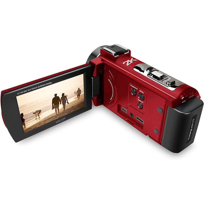 Minolta MN2K10NV 2.7K Ultra HD 48 MP Night Vision Camcorder (Red)