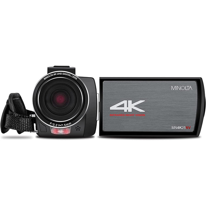 Minolta MN4K25NV 4K Ultra HD 30 MP Night Vision Camcorder (Black)