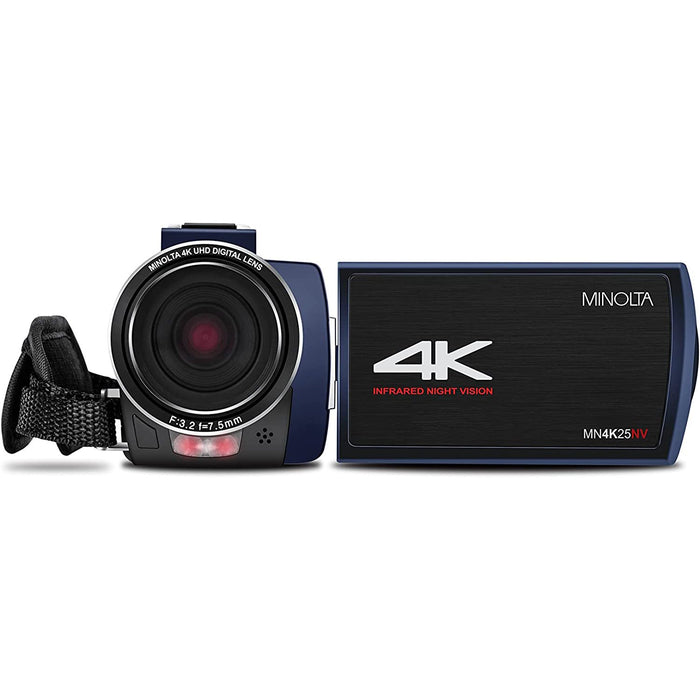 Minolta MN4K25NV 4K Ultra HD 30 MP Night Vision Camcorder (Blue)