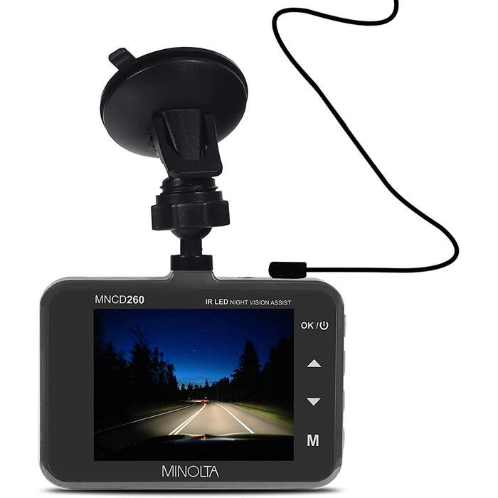 Minolta MNCD260 1080p Infrared NV Car Camcorder/Dashcam with 2.2" LCD Monitor (Black)