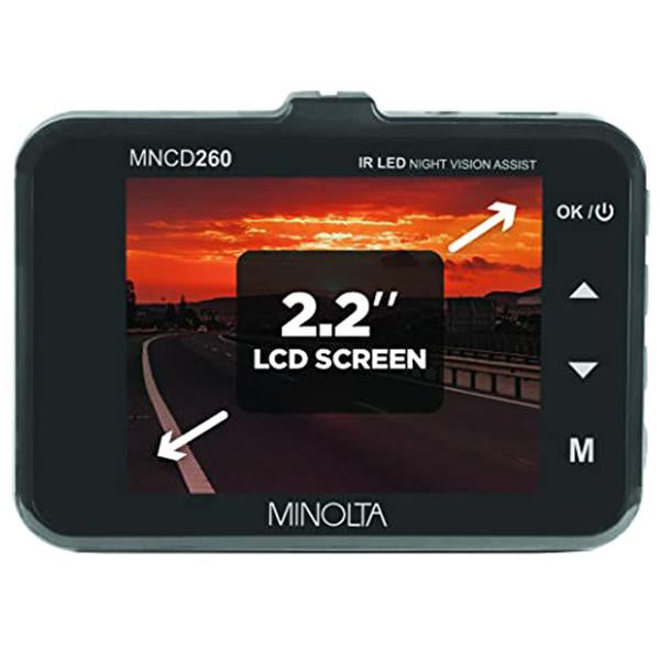 Minolta MNCD260 1080p Infrared NV Car Camcorder/Dashcam with 2.2" LCD Monitor (Black)