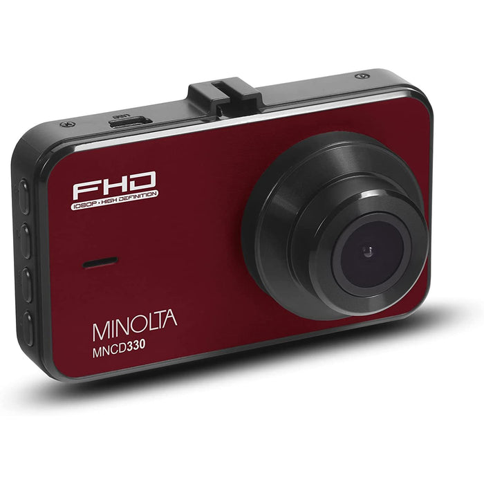 Minolta MNCD330 1080p Car Camcorder/Dashcam with 3.0" LCD Monitor (Red)