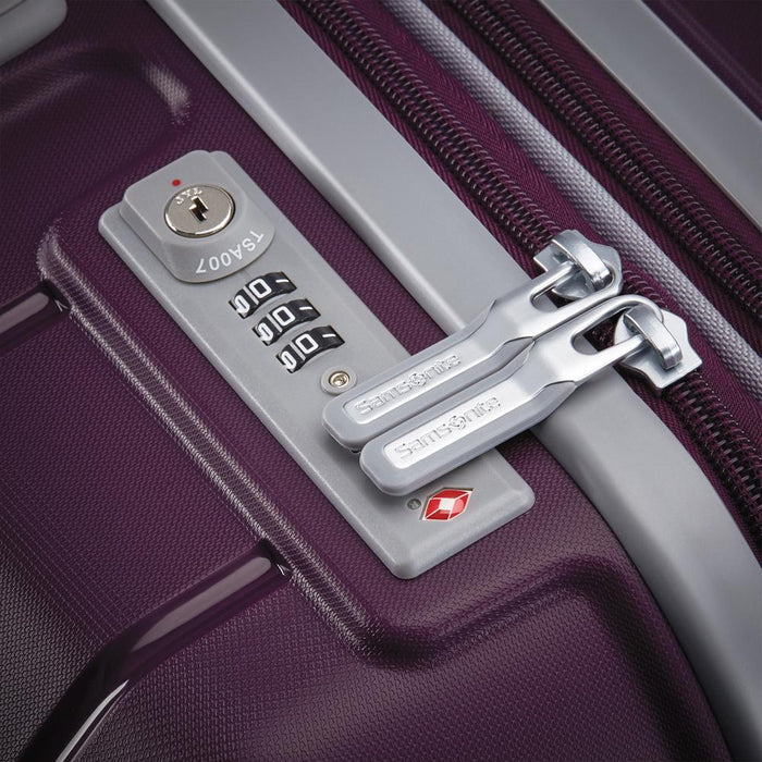 Samsonite Freeform 24" Medium Spinner Luggage Amethyst Purple + Traveling Bundle