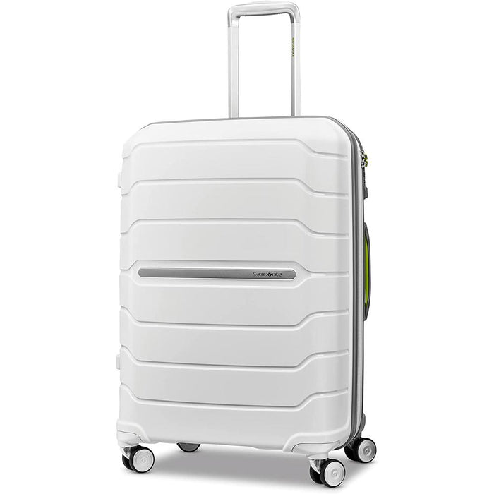 Samsonite Freeform 21" Carry-On Spinner Luggage White/Grey with Traveling Bundle