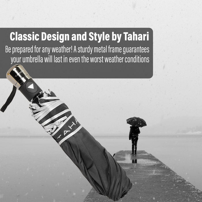 Tahari T4591 Collapsible Umbrella, Black/White