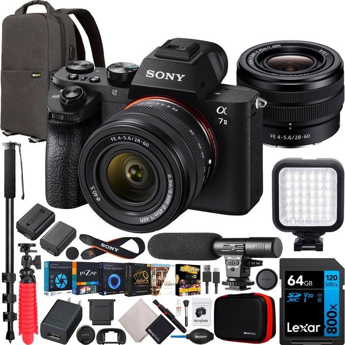 Sony a7 II Full Frame Mirrorless Camera Body + FE 28-60mm F4-5.6 Lens SEL2860 Bundle