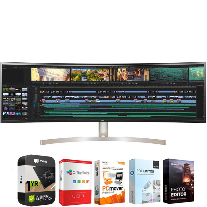 LG 49" 32:9 UltraWide Dual QHD IPS Curved LED Monitor + 1 Year Protection Pack