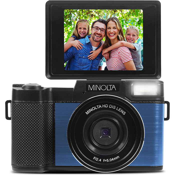 Minolta MND30 30MP 2.7K Ultra HD 4X Zoom Digital Camera (Blue)