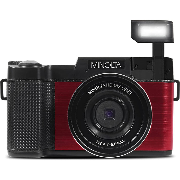 Minolta MND30 30MP 2.7K Ultra HD 4X Zoom Digital Camera (Red)