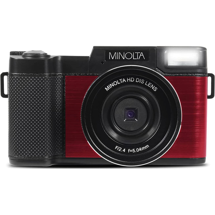 Minolta MND30 30MP 2.7K Ultra HD 4X Zoom Digital Camera (Red)