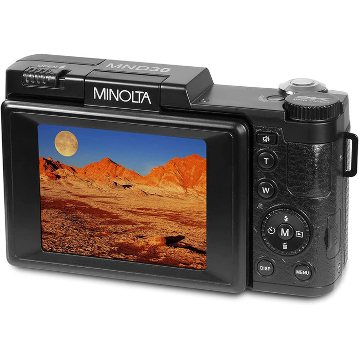 Minolta MND30 30MP 2.7K Ultra HD 4X Zoom Digital Camera (Silver)