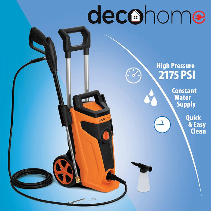 Deco Home 1800W Electric Pressure Washer with Auto Stop Water Gun - Renewed