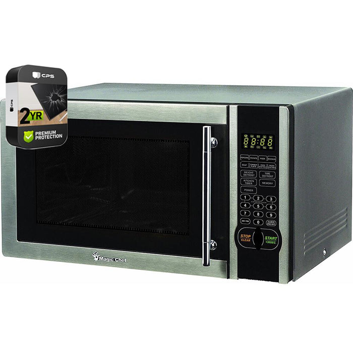 Magic Chef 1.1 Cu. Ft. 1000W Countertop Microwave Oven Steel + 2 Year Warranty