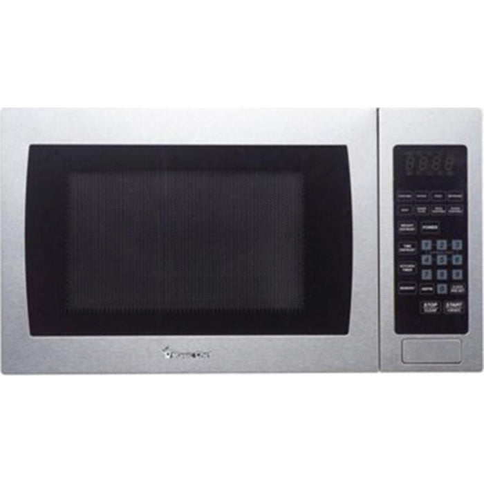 Magic Chef 0.9 Cu Ft 900W Countertop Microwave Oven Steel with 2 Year Warranty