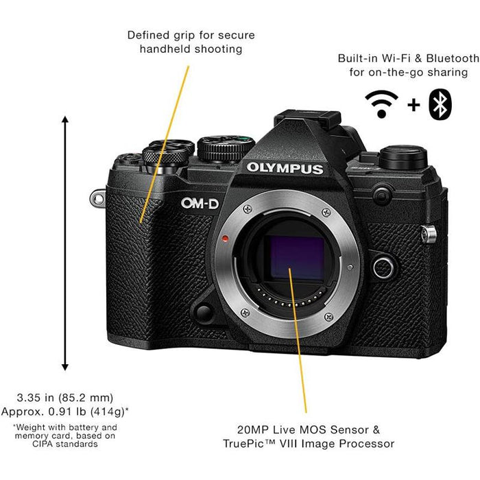 Olympus OM-D E-M5 Mark III Travel Camera (Body Only), Black