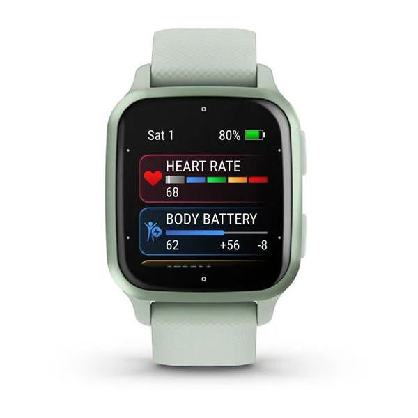 Garmin Venu Sq 2 GPS Smartwatch, Metallic Mint Bezel with Cool Mint Case and Band