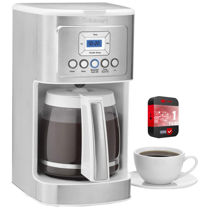 Cuisinart 14 Cup Programmable Perfectemp Coffeemaker, White w/ 1 Year Extended Warranty