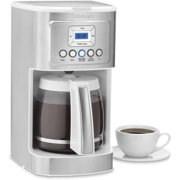 Cuisinart 14 Cup Programmable Perfectemp Coffeemaker, White w/ 1 Year Extended Warranty