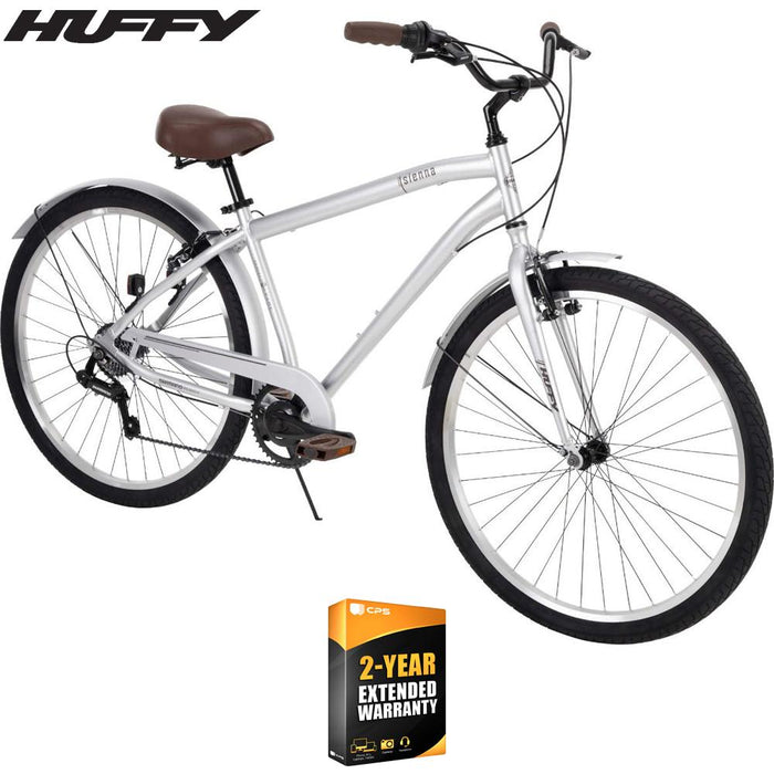 Huffy 26760 Sienna Men's 27.5" 7-Speed Comfort Bike, Silver + 2 Year Extended Warranty
