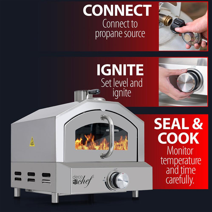 Deco Chef 2-in-1 Propane Gas Pizza Oven & Grill with Pizza Stone, Peel, Rack - Open Box